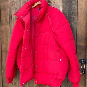 Boohoo Red Oversized Puffer Vest Jacket Size 4